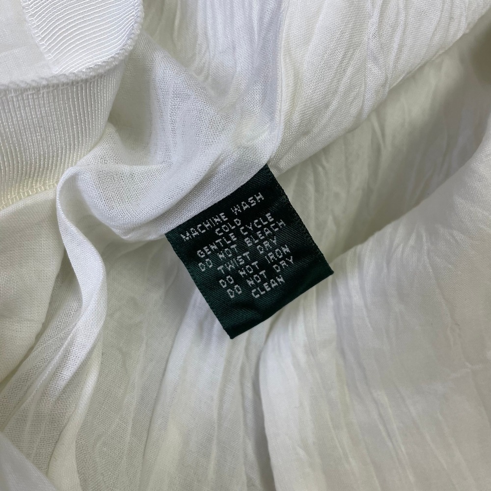 Lauren Ralph Lauren White Crinkled Cotton Skirt Flowy Midi Length Size 12 Boho - Picture 11 of 14